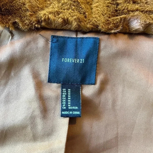 Forever 21 Burnt Orange Faux Fur Jacket - M - Picture 4 of 5